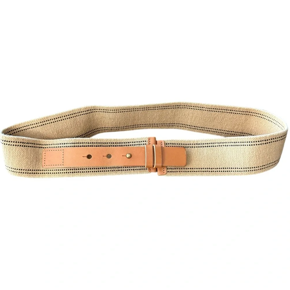 Live Love Loft belt leather and elastic taupe 2 in wide